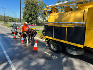 Vacuum excavation truck working on Brisbane construction site